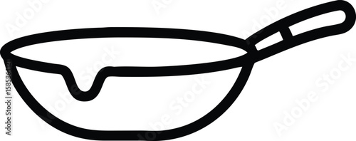Outline style illustration of a saucepan with liquid dripping down the side