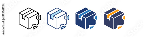 Cardboard Icon Set Multiple Style Collection