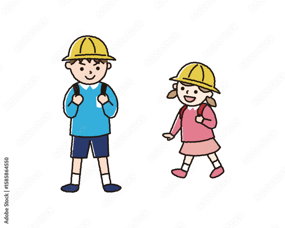 小学校中学年くらいの男の子と、小学校低学年の女の子 小学校中学年くらいの男の子と、小学校低学年の女の子