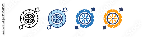 Tyre Icon Set Multiple Style Collection