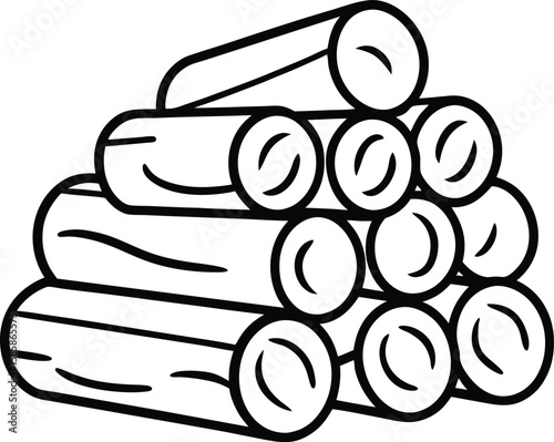 Firewood stack line art vector illustration graphic