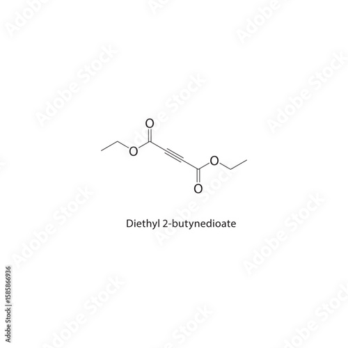 Diethyl 2-butynedioate skeletal structure. alkyne diester compound schematic illustration. Simple diagram, chemical formula.