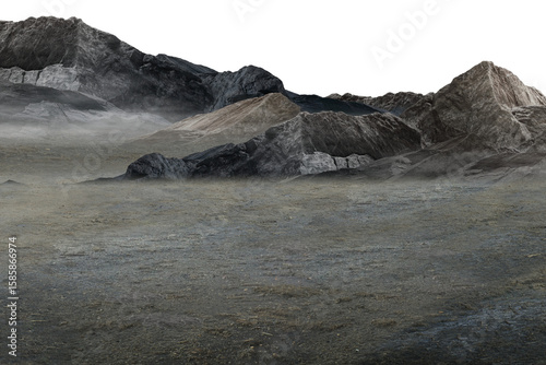 Canvastavla mountain landscape with snow/Arid and dusty geology scene with dark rocky cliffs and untouched natural landscape