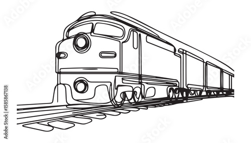 Continuous one single minimal line drawing train
