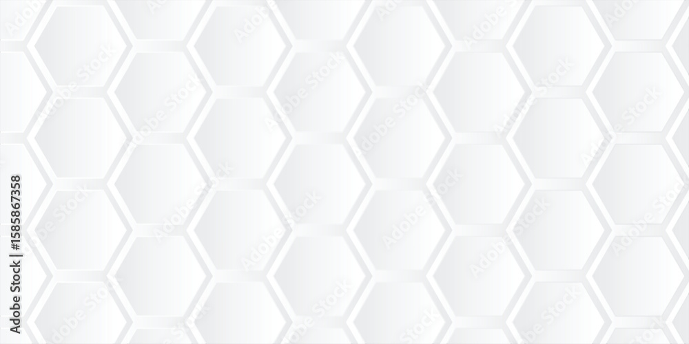 Naklejka premium white abstract background with hexagon shape and white gradient color