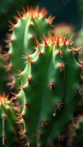 Vibrant green cactus, menacingly sharp thorns , wildlife, macro, nature