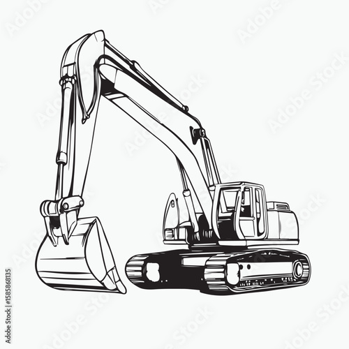 excavator on a white