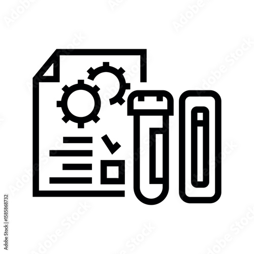 virus testing black line icon for digital and print projects.  Minimal clean icons for apps and websites.