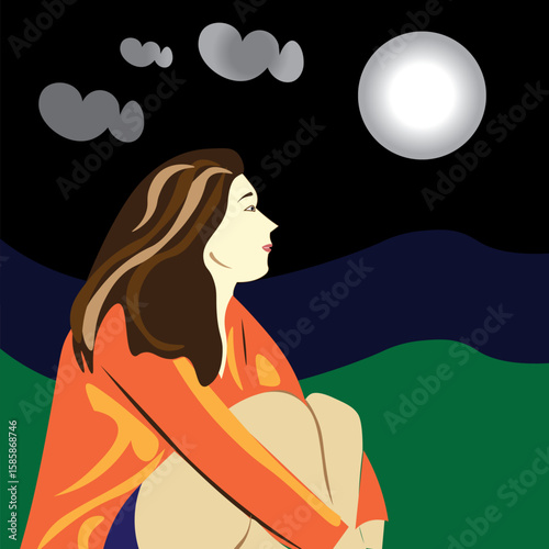 Beautiful woman in the night
