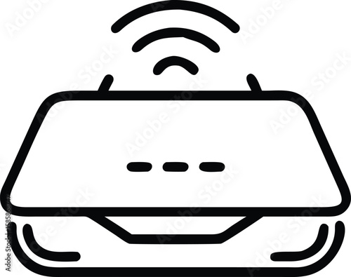 Outline WiFi Router Illustration, Wireless Network Icon, Home Connection, Internet Symbol