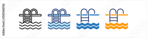 Swimming Pool Icon Set Multiple Style Collection