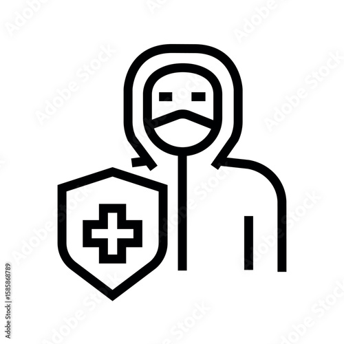 Biosafety black line icon for digital and print projects.  Minimal clean icons for apps and websites.