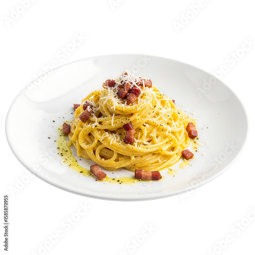 Delicious carbonara pasta dish with bacon and cheese