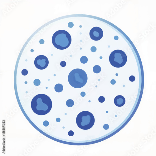 Abstract blue circular design with various shapes and patterns  