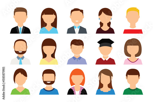 Diverse Avatar Collection: A curated assortment of diverse avatars, each with distinct features, representing a wide spectrum of individuals and personalities.