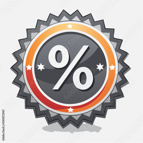 single discount badge icon with layered vector shapes, grouped compound paths, centered on 512×512 px artboard