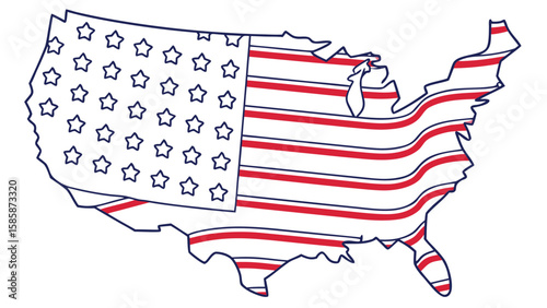United States of America Flag Map Outline Patriotic Symbol