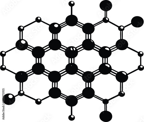 A molecular structure representing chemical compounds and scientific research isolated on white background