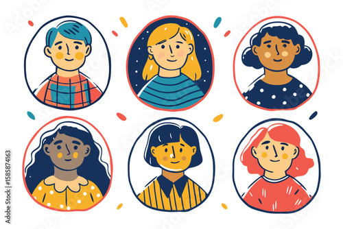 Diverse Portrait Collection: A curated collection of diverse cartoon portraits, showcasing the unique beauty and character of each individual.