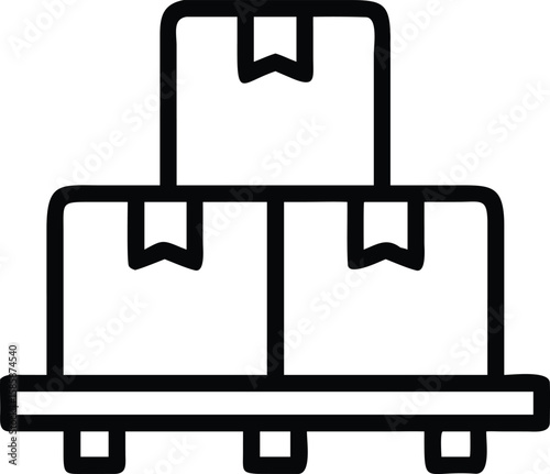 Pallet with stacked boxes icon illustration in minimalist line art style