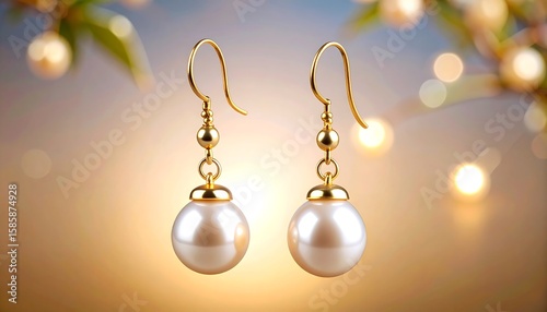 Elegant gold dangle earrings with pearls