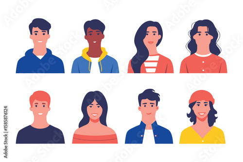 Diverse Portrait Gallery: A collection of headshot illustrations features a range of individuals with various styles and expressions, capturing the essence of diversity and individuality. 