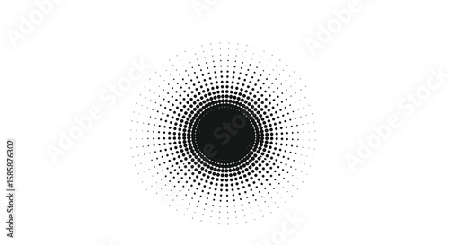 Abstract radial burst effect exploding from a dark center point creating a cosmic starburst pattern against a clean white background