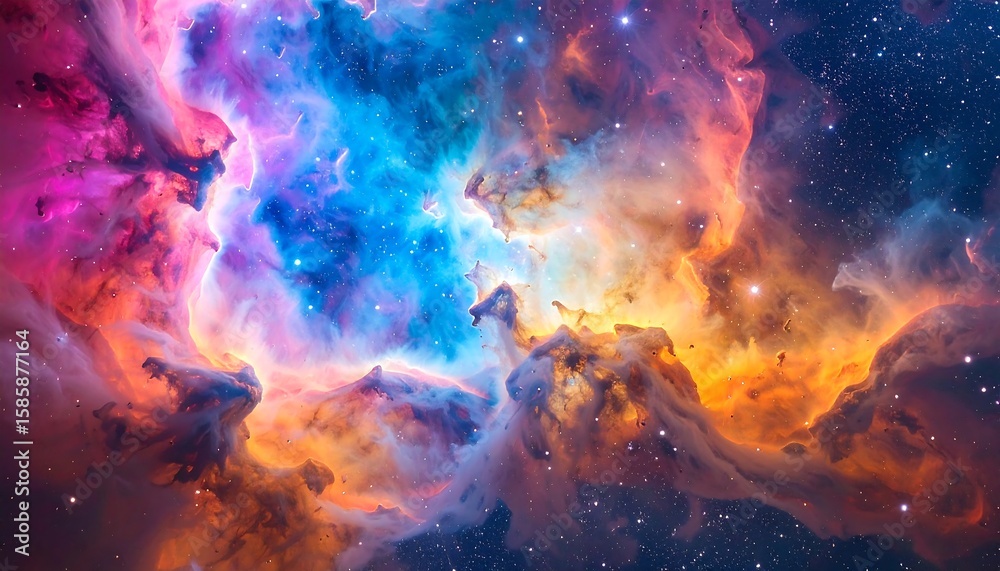 Fototapeta premium Cosmic nebula swirling in vibrant hues