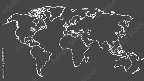 Outline Map of the World Continents and Oceans