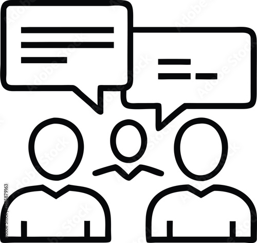 People talking outline vector, communication and discussion line art concept, social interaction design