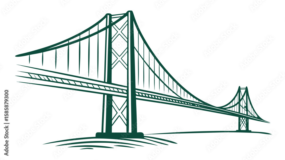 Fototapeta premium Iconic Suspension Bridge Spanning Vast Waters Connecting Distant Lands