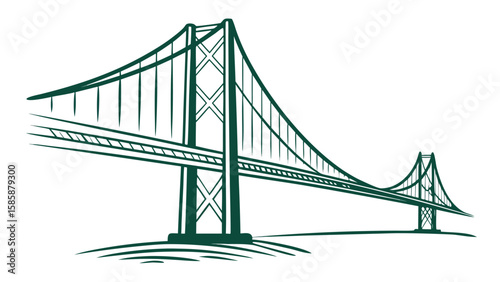 Iconic Suspension Bridge Spanning Vast Waters Connecting Distant Lands