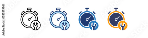 Time Maintenance Icon Set Multiple Style Collection