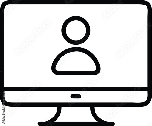 Person profile icon on computer screen for social media usage