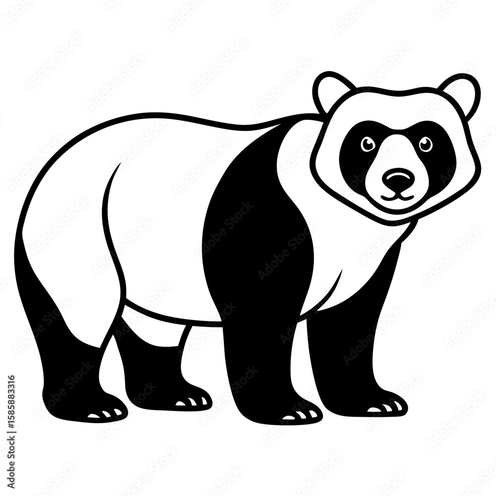 Fototapeta premium Minimalist Spectacled Bear Outline Design