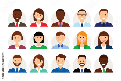 Diverse Faces: A collection of portraits showcasing a range of ethnicities, ages, and expressions, offering a glimpse into the human experience with a modern illustration style.