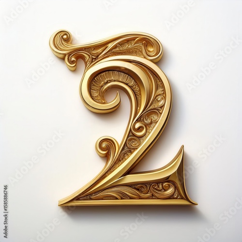 Elegant golden spiral number design showcasing intricate engravings and a polished metallic finish