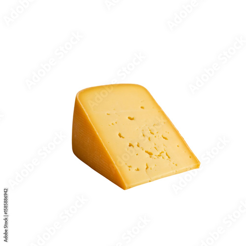 Muenster cheese top view on white background