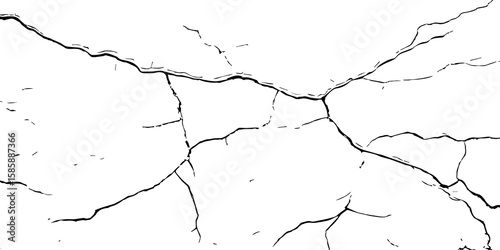 
Cracked wall texture grunge background. Earthquake effect. Vector illustration-Old cracked texture set isolated. Dry land crack texture for overlay.

