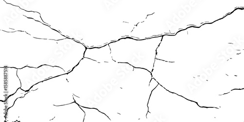 
Cracked wall texture grunge background. Earthquake effect. Vector illustration-Old cracked texture set isolated. Dry land crack texture for overlay.

