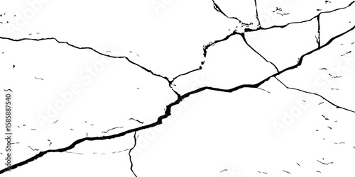 
Cracked wall texture grunge background. Earthquake effect. Vector illustration-Old cracked texture set isolated. Dry land crack texture for overlay.

