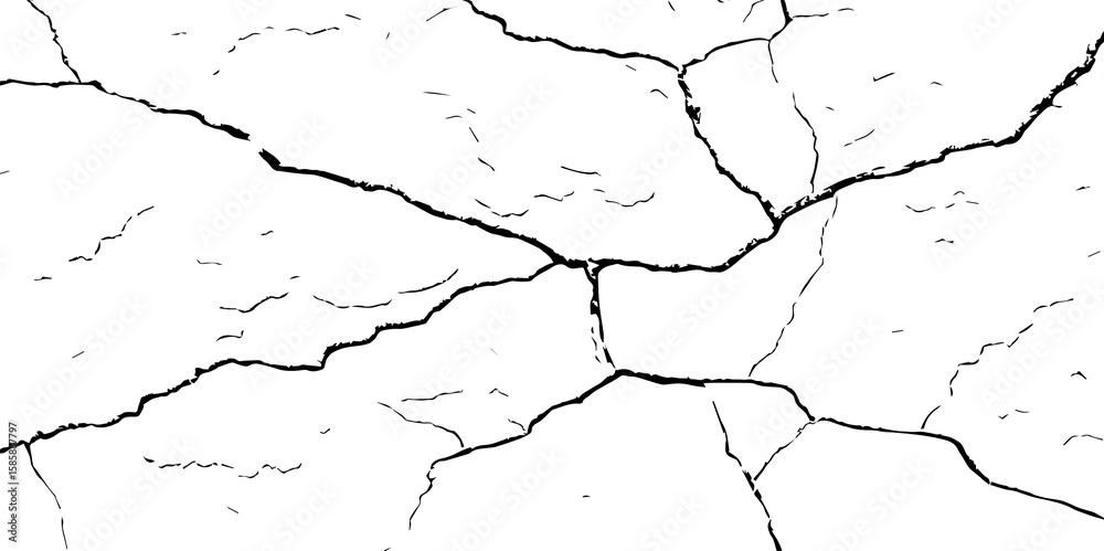 Obraz premium Cracked Earth, Telling a Story of How Nature’s Wrath Has Sculpted a Withered and Worn Terrain Over Centuries-Where Time and Erosion Meet: The Raw and Grunge-Textured Landscape of Dry 