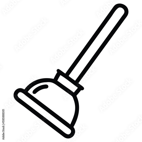 Plunger outline icon, plumbing tool vector, cleaning service equipment and household supply symbol