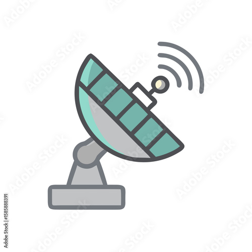 Satellite dish icon with wireless signals in minimalist design  