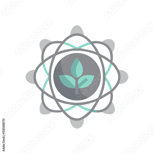 Eco-friendly science symbol with plant in minimalist design  