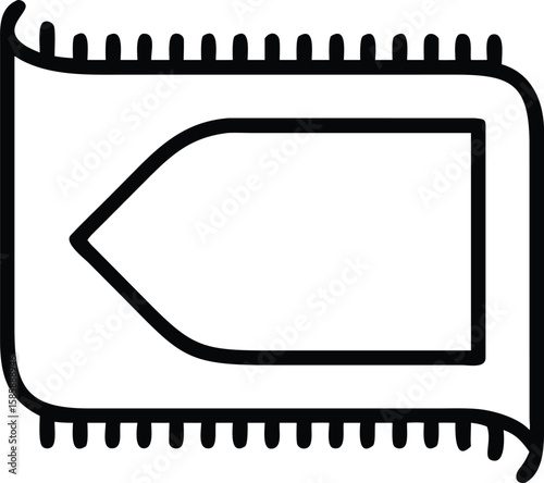 Prayer rug outline icon with a mihrab niche for Islamic design