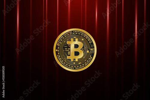 Golden bitcoin digital currency , futuristic digital money	
