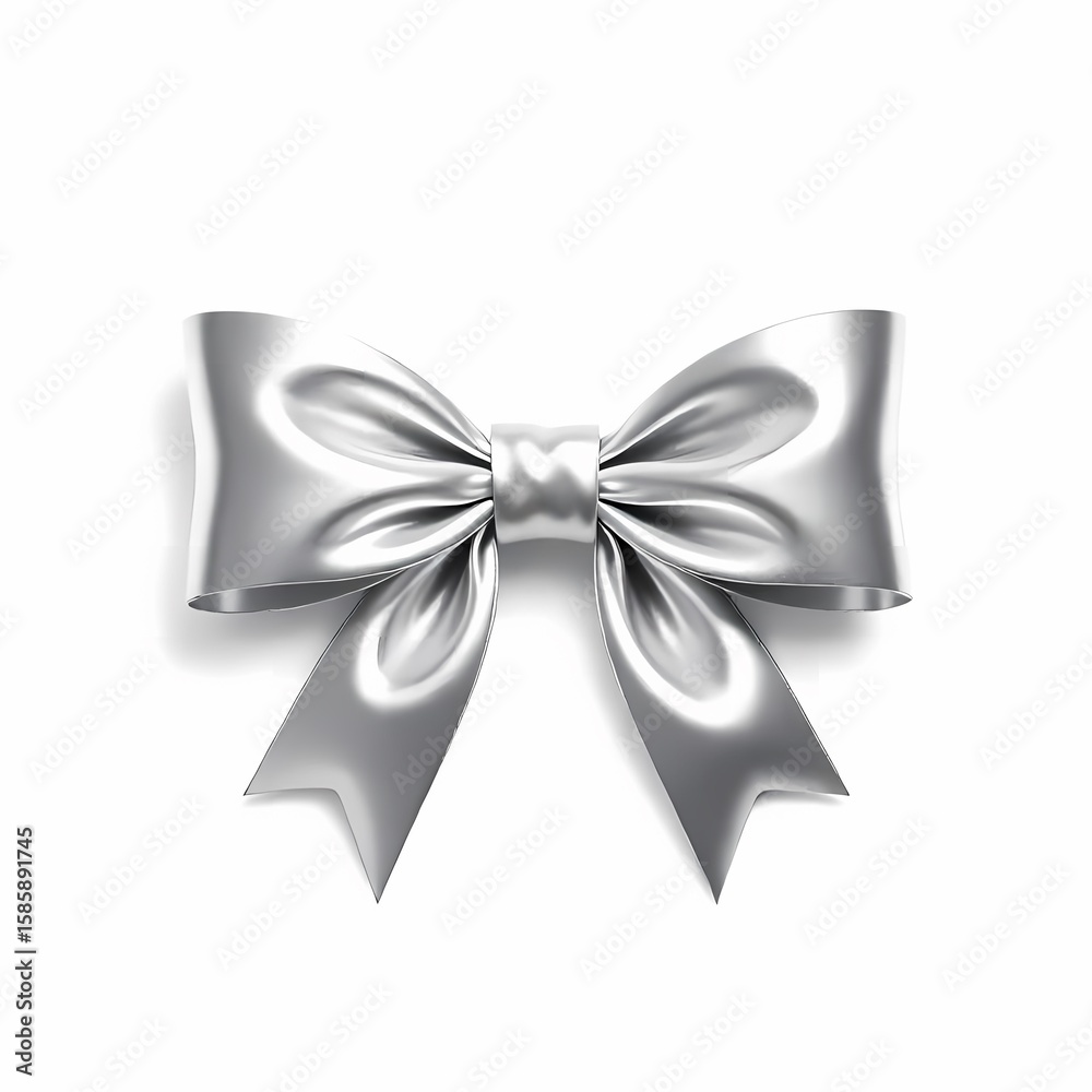 Naklejka premium A metallic silver bow isolated on white background