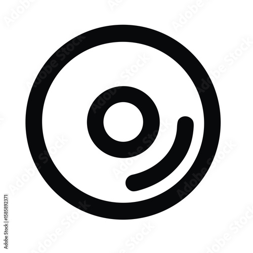 Simple Outline CD Disk Media Storage Shape Icon Illustration