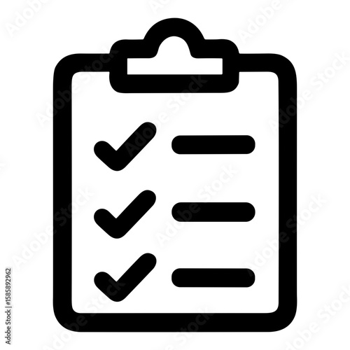 Outline Simple Clipboard Checklist Task Document Business Management Icon